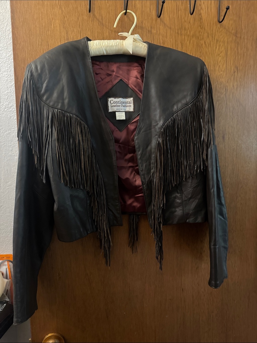 Chocolate Brown Lamb Skin Fringe Cropped Jacket
